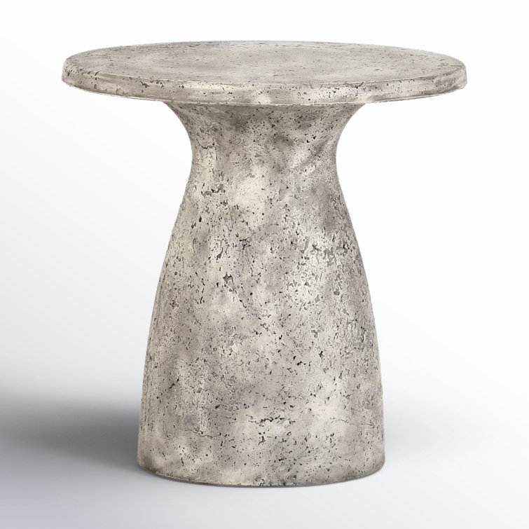 Gray Concrete Round Pedestal Outdoor Side Table