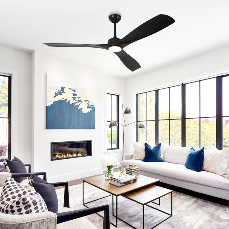 60" Black Industrial Ceiling Fan with LED Light and Remote