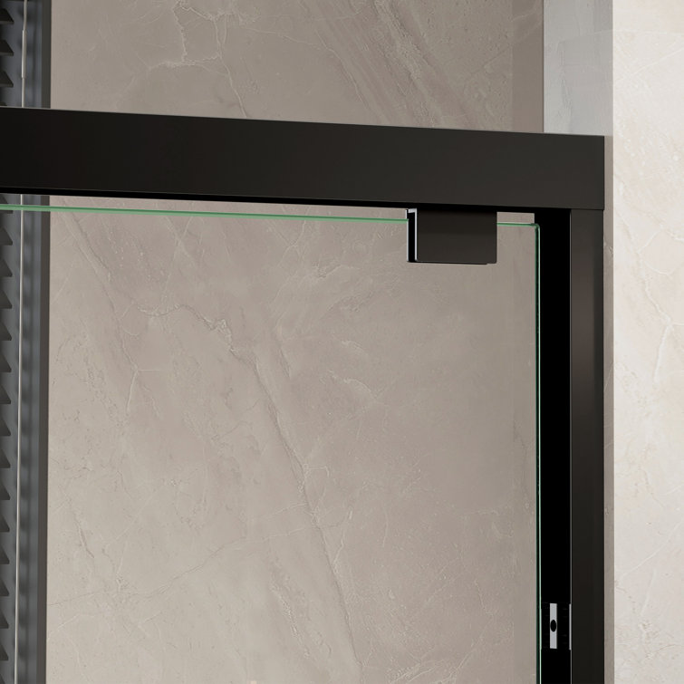 31.5'' W x 55'' H Black Tempered Glass Bathtub Shower Door