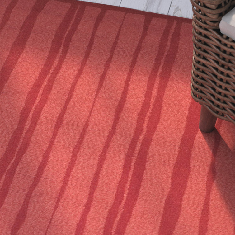 Handmade Vermillion Stripe Tufted Wool Rectangular Rug 8' x 10'