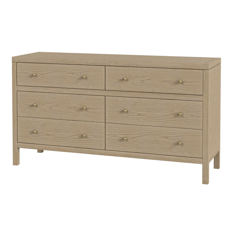 Nora Light Brown Oak 6-Drawer Dresser with Soft Close