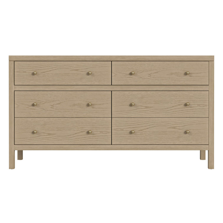 Nora Light Brown Oak 6-Drawer Dresser with Soft Close
