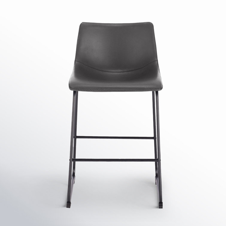 Dark Gray Faux Leather Saddle Style Counter Stool Set