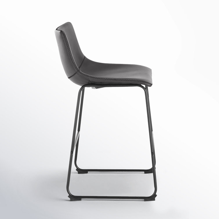 Dark Gray Faux Leather Saddle Style Counter Stool Set