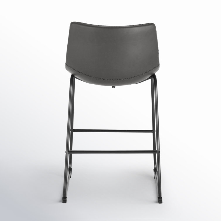Dark Gray Faux Leather Saddle Style Counter Stool Set