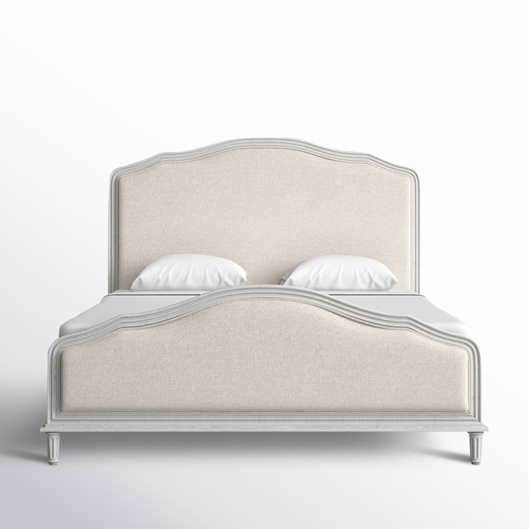 Amity King-Size Whitewash Oak Bed with Upholstered Headboard
