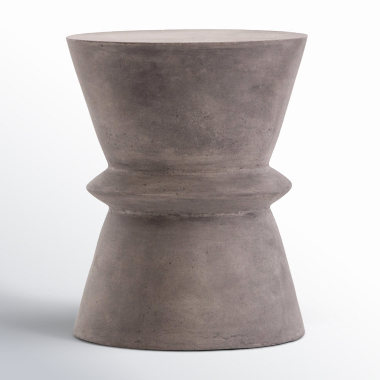 Gray Concrete Round Hourglass End Table
