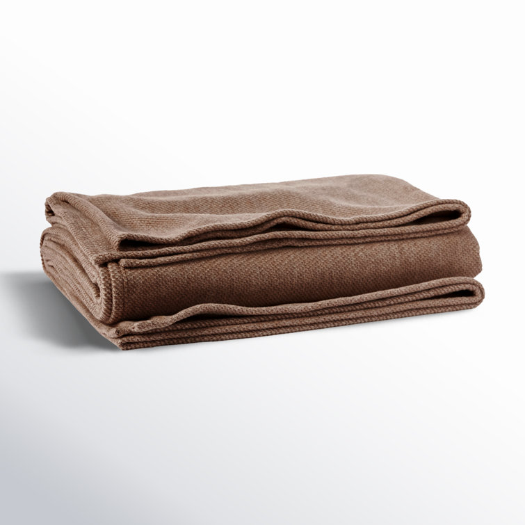 Sandalwood Organic Cotton and Wool Hand Woven Throw Blanket