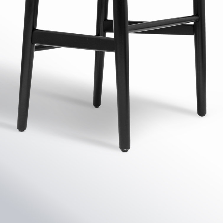 Mid-Century Modern Black Solid Wood Weave Dining Chair