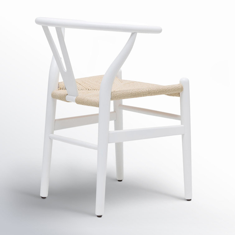 Wyn Solid Wood Weave Mid-Century Modern Dining Chair in White