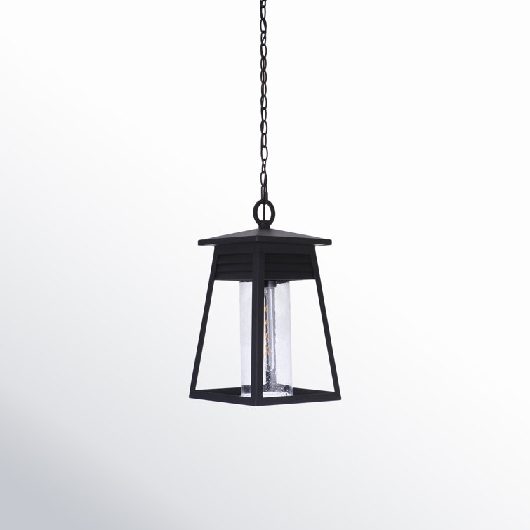 Becca Matte Black 10" Outdoor Pendant with Clear Seeded Glass