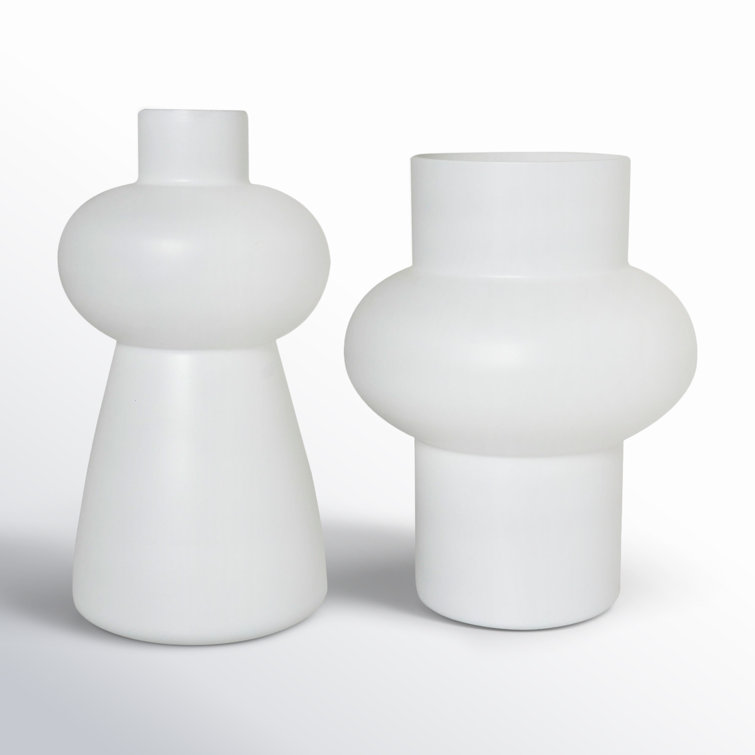 White Novelty Glass Table Vase Set of Two