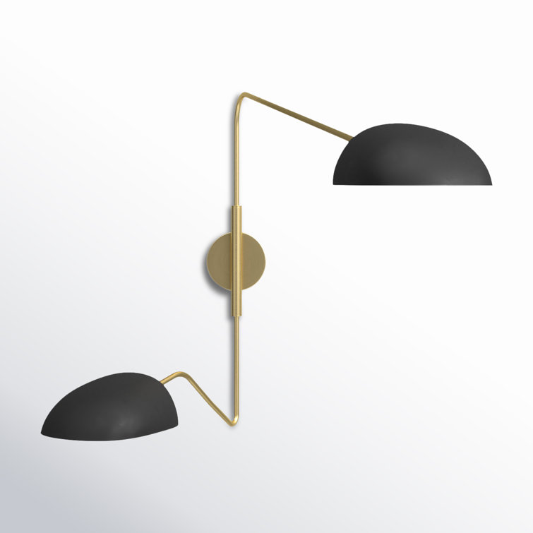 Midnight Black and Brass 2-Light Swing Arm Sconce