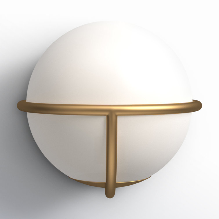 Burnished Brass Dimmable Sconce with White Opal Glass Shade