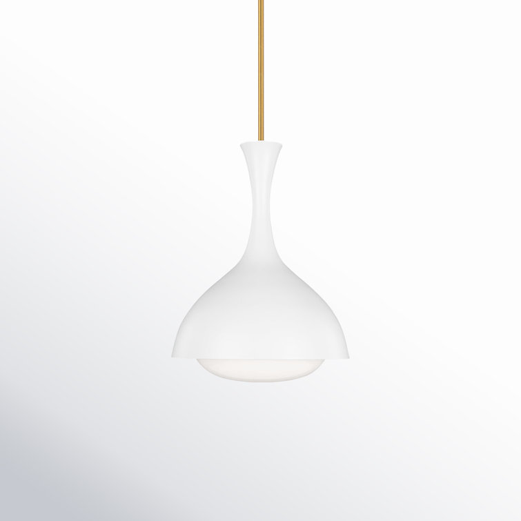 Lucerne Matte White and Burnished Brass Globe Pendant Light