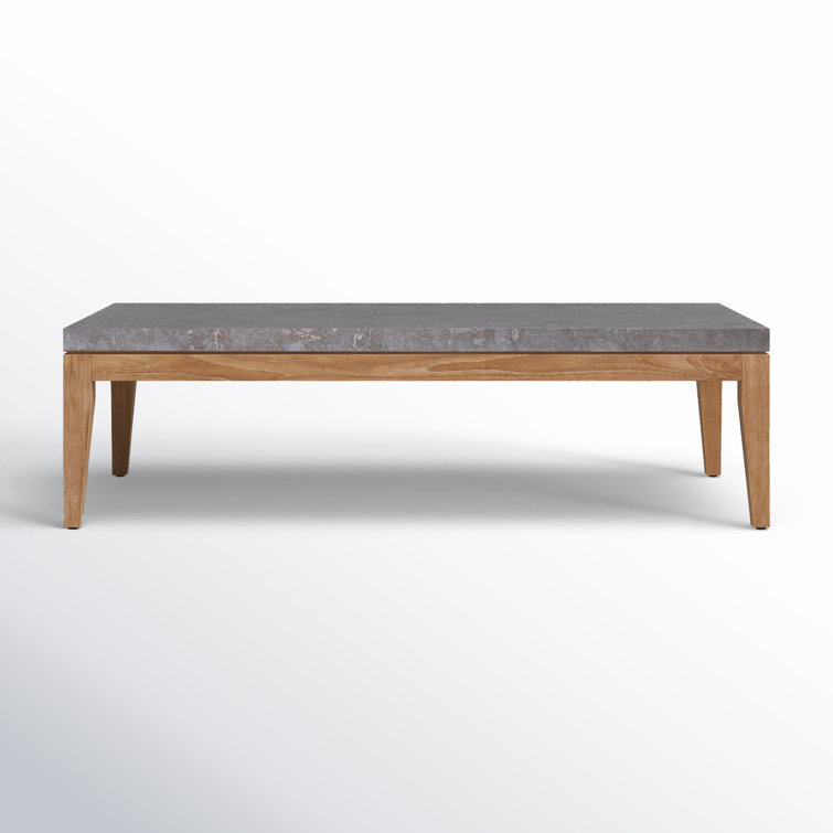 Chesapeake 56" Gray Stone and Teak Outdoor Coffee Table