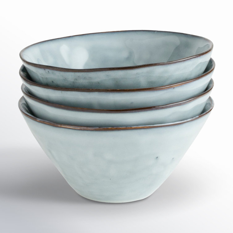 Blue Ceramic Microwave and Dishwasher Safe Soup and Cereal Bowl Set