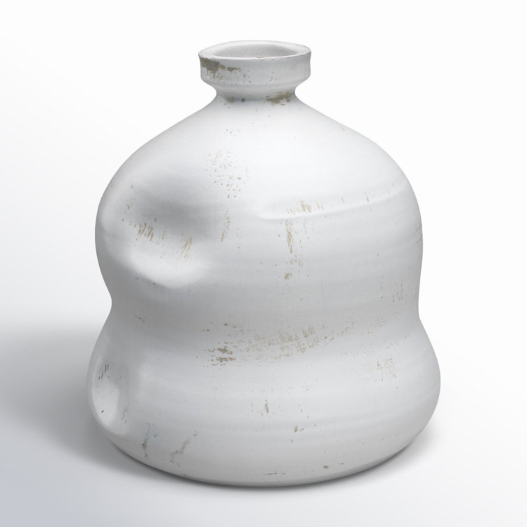 White Ceramic Dimpled Jug Vase