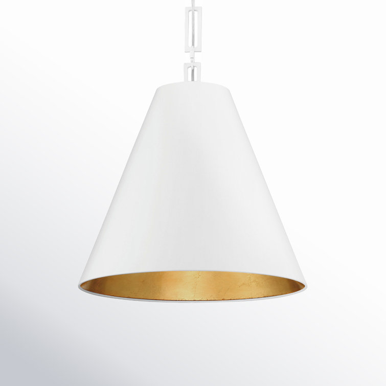 Alston Matte White and Antique Gold Drum Chandelier with Iron Shade