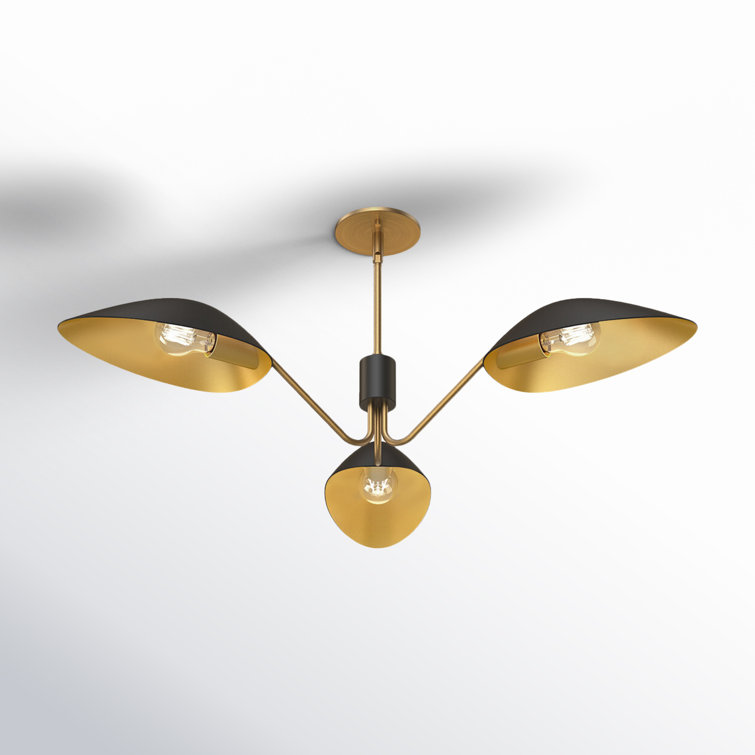Oscar Aged Gold and Matte Black 3-Light Metal Pendant