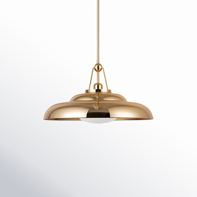 Polished Brass Modern Dome Pendant Light with Glass Shade