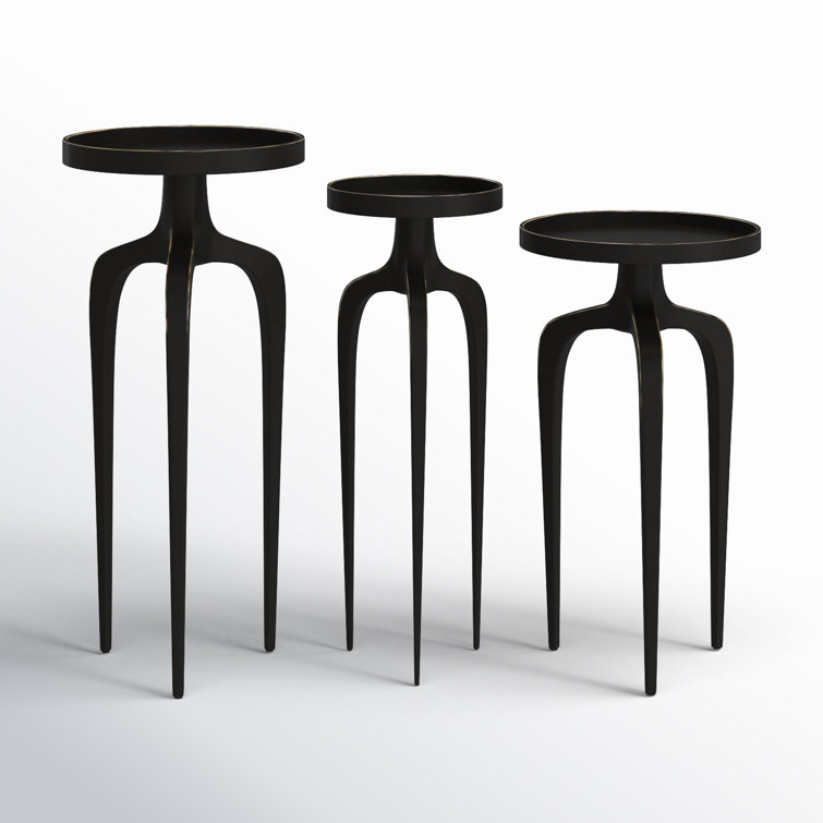 Elegant Trio Black Aluminum Round Accent Tables - Set of 3