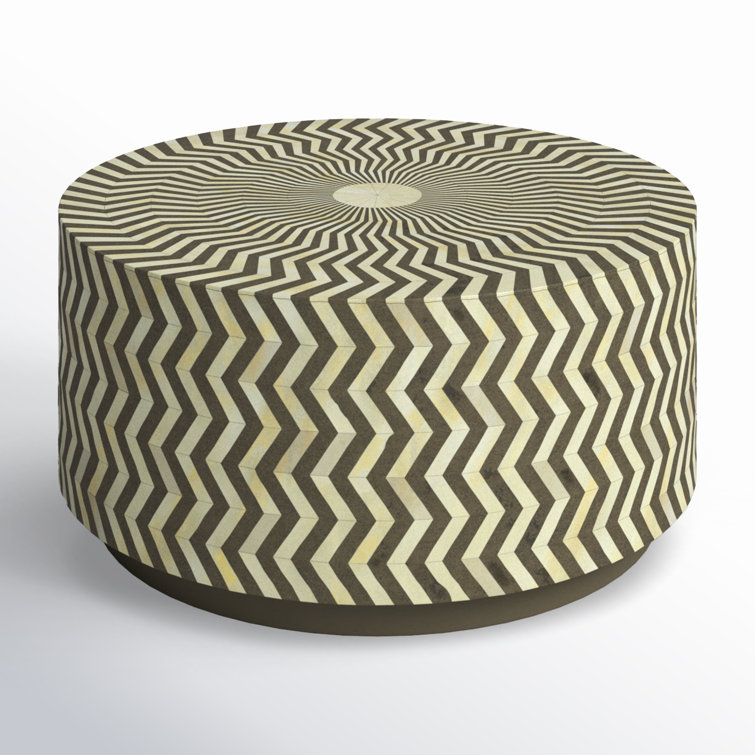 Sanderling Round Wood Bone Inlay Coffee Table