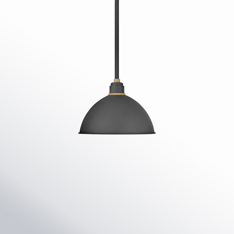 Textured Black and Brass 12" Aluminum Pendant Light