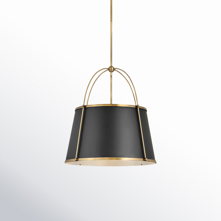 Warm Brass and Black 4-Light Drum Chandelier