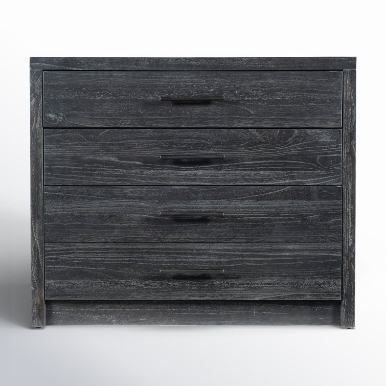 Black Mindi Veneer 3-Drawer Lateral File Cabinet
