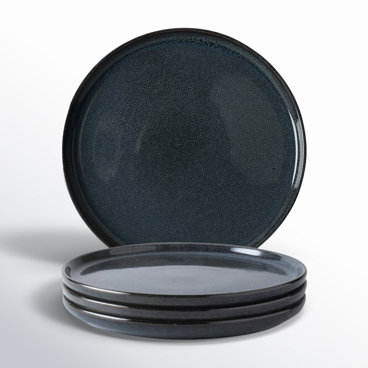 Modern Blue Ceramic Round Salad/Dessert Plates Set of 4