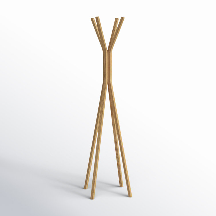 Glynis Mid-Century Modern 4-Hook Plywood Coat Rack in Oak Veneer