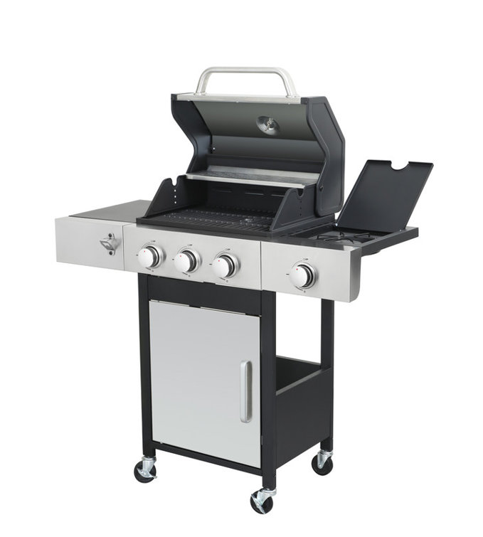 Stainless Steel 3-Burner Propane Gas Grill with Side Burner