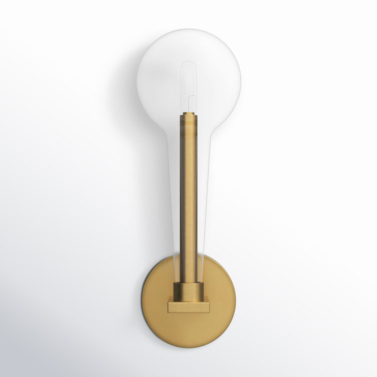 Alchemy Inspired Lacquered Brass & Clear Glass Dimmable Sconce