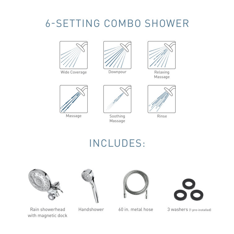 Magnetix Spot Resist Brushed Nickel Multi-Function Handheld Shower Combo