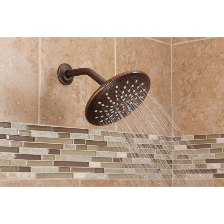 Chrome 8-Inch Round Rain Shower Head with Wall Mount