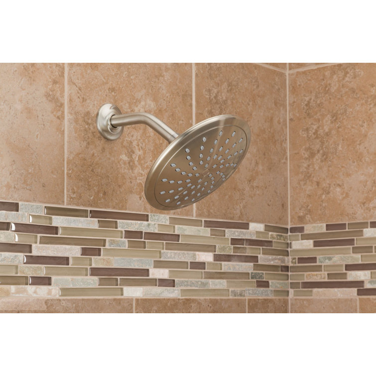Chrome 8-Inch Round Rain Shower Head with Wall Mount