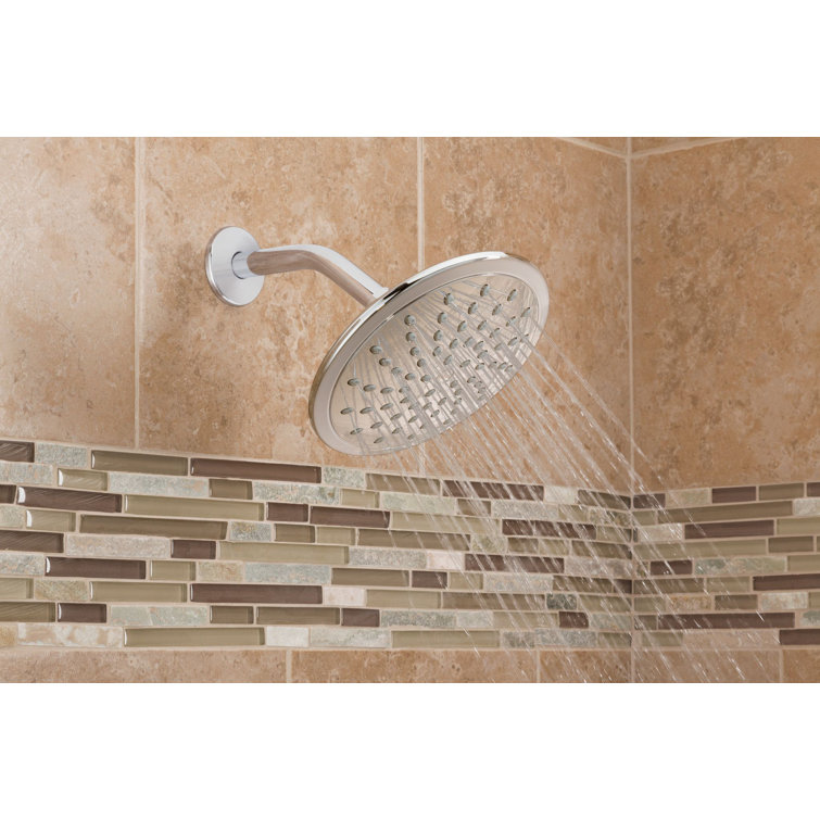 Chrome 8-Inch Round Rain Shower Head with Wall Mount