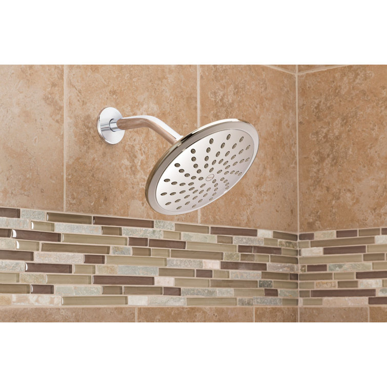Chrome 8-Inch Round Rain Shower Head with Wall Mount