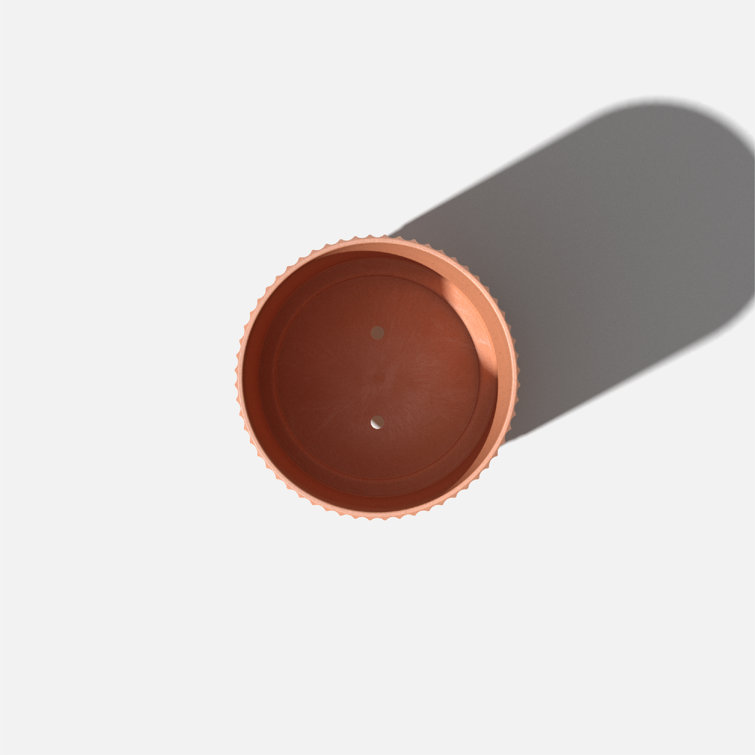 Terracotta Large Round Planter with Acacia Wood Stand