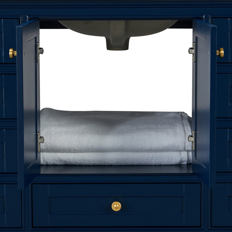Audrey 84'' Heritage Blue Double Vanity with Calacatta Quartz Top