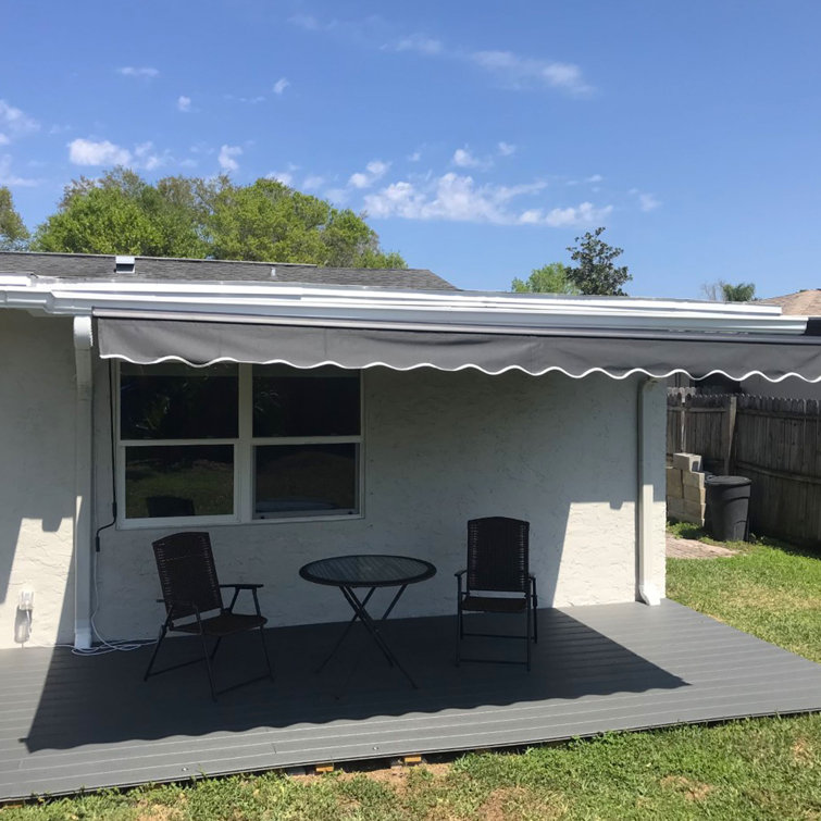 ALEKO 13' x 10' Retractable Gray Polyester Patio Awning with Black Frame