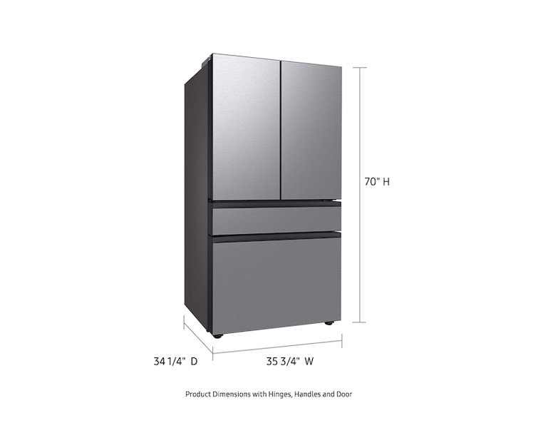 36" White and Orange Glass French Door Refrigerator with Ice Maker