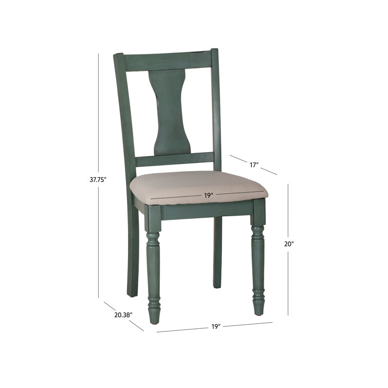 Teal Blue Willow Upholstered Side Chair with Turned Legs
