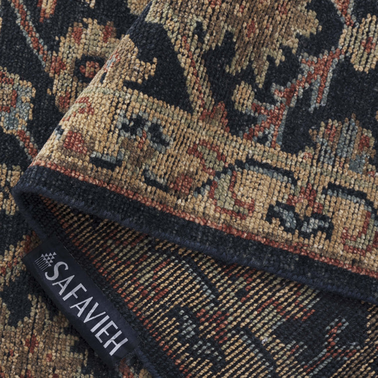 Hand-Knotted Blue and Gold Wool 6' x 9' Rug