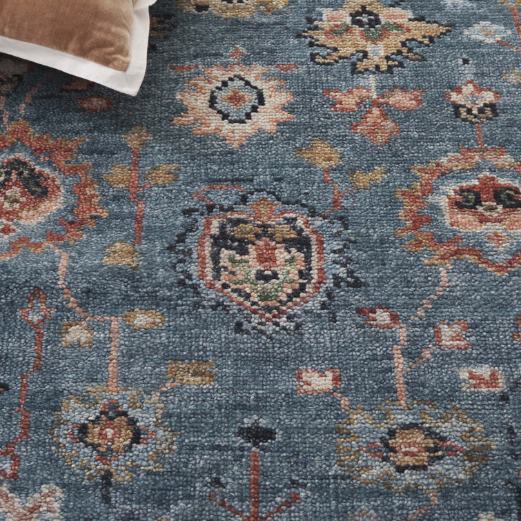 Samarkand Red & Blue Traditional Wool Area Rug 6' x 9'