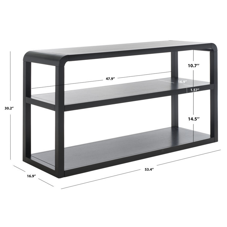 Modern Elegance Black Solid Wood 3-Tier Console Table with Storage