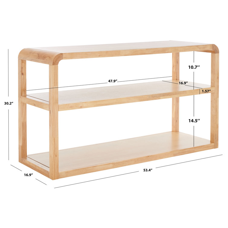 Omara Modern 3-Tier Black Rubberwood Console Table with Storage