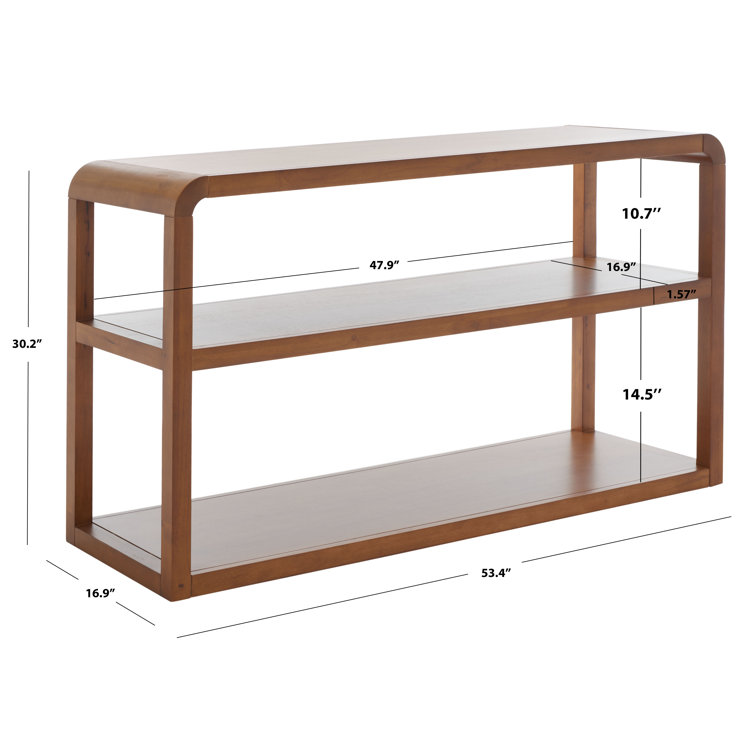 Omara Sleek Black 3-Tier Rubberwood Console Table with Storage