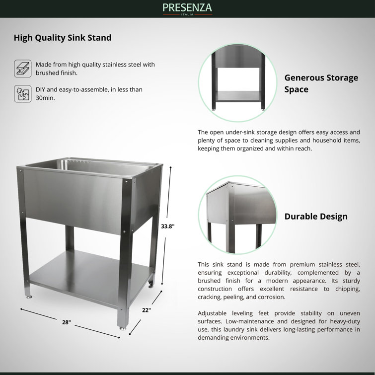 28" Stainless Steel Freestanding Utility Sink with Faucet